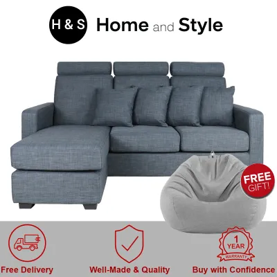 [SG Seller] L Shape Sofa| High Quality | Bedroom | Compact | Living Room | Fabric Sofa Bed | High-End | Comfortable | 3 Seater | Durable | Designer |