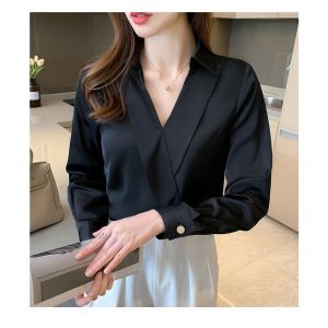 Áo Sơ Mi Nữ Tay Dài Đắp Tà Vải Tơ Lụa Mềm Mịn Mát Siêu Xinh