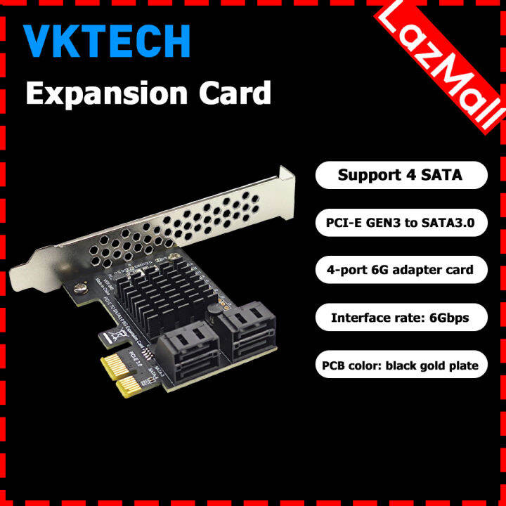 [vktech] 4 Port Sata Iii Pcie Card 6gbps Sata 3.0 To Pci-e 1x Adapter 