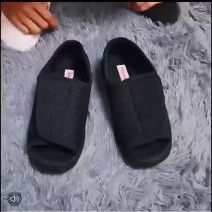 รองเท้าผู้ชายหรือผู้หญิง FECHENG รองเท้าเบาหวานแบบเปิดนิ้วเท้า รองเท้าแตะที่ปรับได้ กว้างสำหรับเดิน รองเท้าพยาบาล ดูแลสุขภาพ เท้าบวม ขนาดใหญ่ 35-48