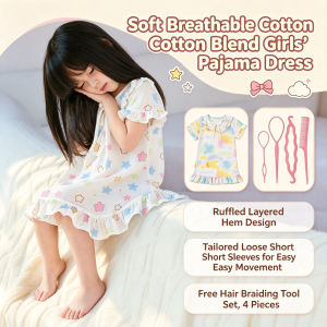 【local stock】Home Sleepwear For Kids Lace Princess Style Nightgown Soft And Skin Friendly Not Too Late To Sleep Or Turn Over Breathable And Sweat Free Throughout The Body