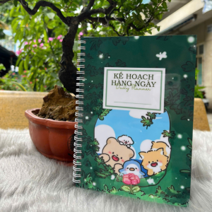 Sổ Tay Kế Hoạch Hàng Ngày Lò Xo 120 trang mẫu 02 chất liệu bìa gỗ tráng gương kích thước 15x21cm