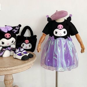 Dress Kuromi Budak Kids Girl Dress Kuromi Set Summer Tutu Princess Dress for Girls Short Sleeve Kids Dress
