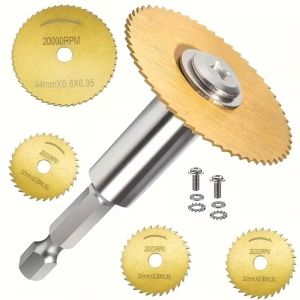 UTOPUS 7PCS Hexagonal Shank HSS Saw Cutting Disc Set 1/4 Inch Metal HSS Circular Saw Cutting Disc Drill Accessory Cutoff Tool Electric Drill Accessory