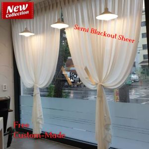 Buy 3 Free 1  100% Custom-Made Semi Sheer Blackout Day Curtain (Free hook & Ring) Langsir Putih / Soft and Thick & Privacy