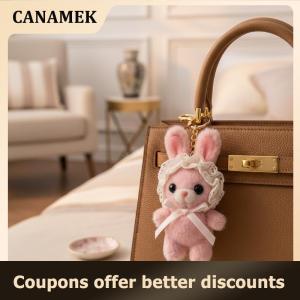 【 CANAMEK 】 Little Plush Rabbit Pendant Cartoon Bunny Keychain Backpack Hanging Doll Bag Accessories for Teens School