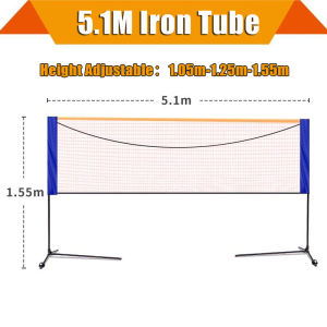 Folding Badminton Net With Stand Outdoor Height Adjustable Easy Setup Volleyball Net Tennis Net With Carry Bag