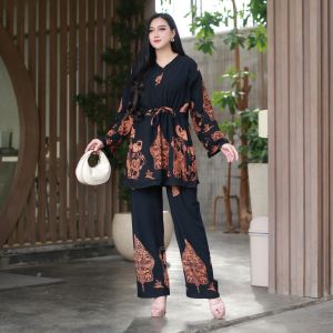DIVASHION - One Set Wanita Setelan CPLP Ld 120cm Size Jumbo Motif Terbaru Bahan Rayon Premium Resleting Depan Busui Friendly