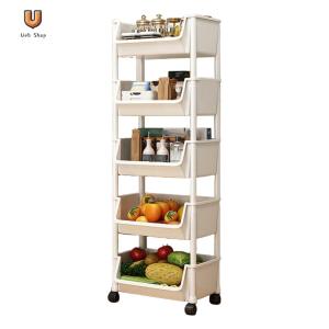 Multi-Tier Snacks Trolley with Wheel Storage Organizer for Kitchen Bathroom Living Room Office [Ueb Shop]
