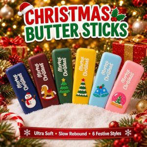 CANVELL Crunchy Butter Stick Squeezed Toy Sound Effects Christmas Theme Crackling Butter Bar Butter Stick Pinch Hand Relax Butter Stick Squishy Toy Office Desk Toy