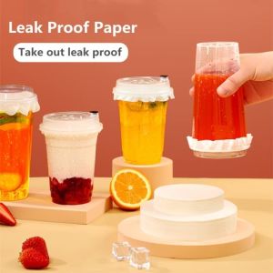 500pcs Cup Leak Proof Paper Round Shape Films For Milk Tea Cup Coffee Cup Straw Special Sealing Cup