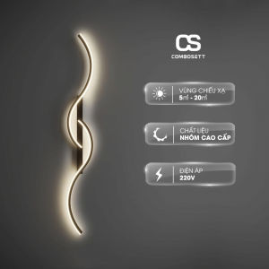 Đèn decor vách tivi đèn tường cảm hứng đường tuyến tính toán học 2 màu chao đèn vàng đen uốn lượn decor trang trí