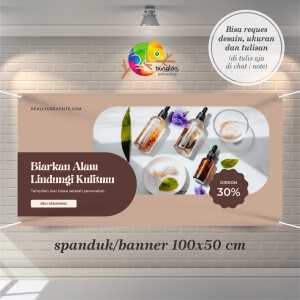 Cetak Spanduk Banner Cokelat Krem Produk Kecantikan