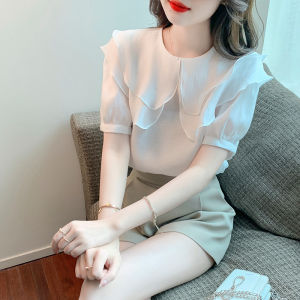 AFEG summer new sweet ruffled doll collar bubble short-sleeved shirt womens tops