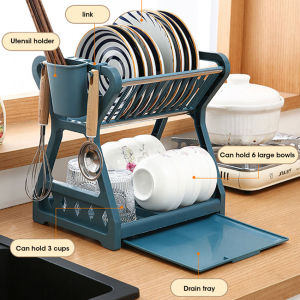 Kitchen Storage Rack Is Commonly Used As A 2-Layer Drainage Bowl And Dish Rack. Kitchen Storage Rack Sink Countertop Support