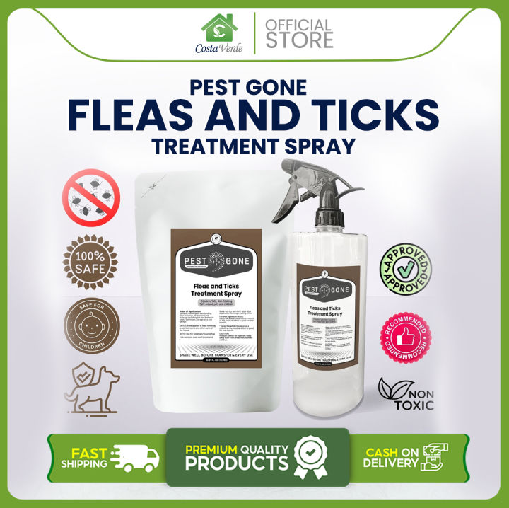 Pest Gone Fleas & Ticks Treatment Spray 1000 ml Odorless Insecticide ...