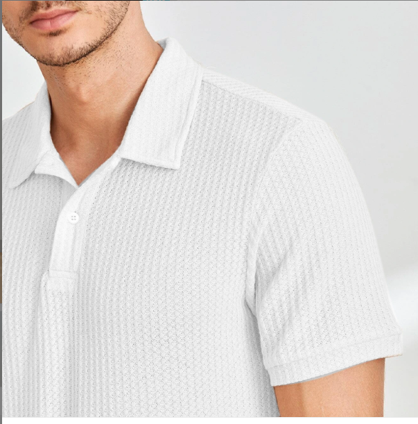 Men's waffle best sale knit polo shirt