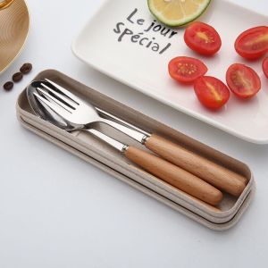 Bộ 3 Món Thìa Đũa Dĩa Lúa Mạch Chất Liệu Inox 304 Không Rỉ Kèm Hộp Bộ MuỗngThìa Nĩa Dùng Cá Nhân