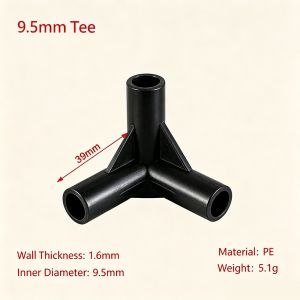 GRACETEN 5pcs 8mm Plastic Pipe Joint Connector Two way 90 Degree Tee Way White Black Tent Fixed Joints  Elbow Connector Plant Support