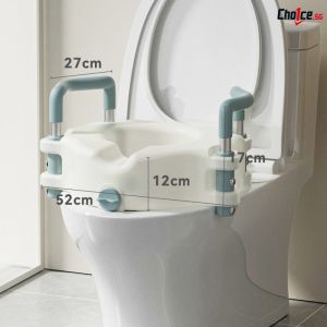 Raised Toilet Seat With Adjustable Armrests And Non Slip Legs For Seniors