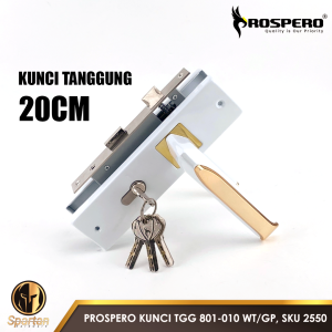 Prospero Gagang Kunci Pintu Rumah 1 Set Lengkap Tanggung 20cm Minimalis Hitam Putih Gold 2550