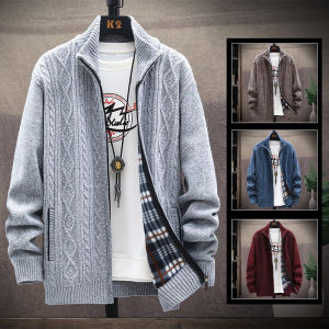 Autumn Winter Mens Warm Sweater Coat Zipper Cardigan Fleece Jacket Knit Original Knitwear Male Parka Y2K New in Clothing
