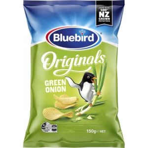 Bluebird Originals Potato Chips - Ready Salted / Salt & Vinegar / Sour Cream & Chives / Green Onion 150g