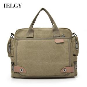 IELGY Multi-compartment canvas mens bag fashion shoulder bag business casual portable briefcase
