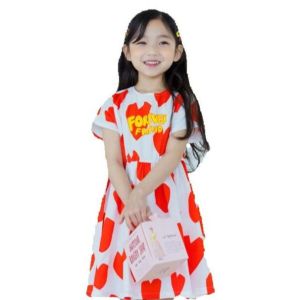 Girls’ My Forever Heart Printed Dress – Korea’s Premium Kidswear by I LOVE J (Ages 7–11)