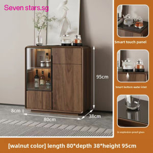 Solid Wood Tea Bar And Sideboard Integrated Cabinet Mid-century Style Living Room Tea Cabinet Home Floor-standing Storage Cabinet And Wine Cabinet