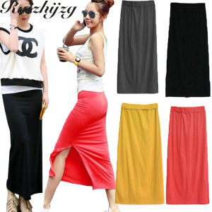 Ruizhijzg Modal Cotton Long Skirt Womens Summer 2022 new Korean Style Plain Color High Waist Ladies Pencil Slim Skirt