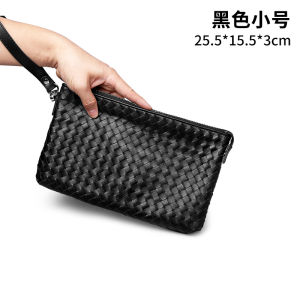 PADIEOE top-grade sheepskin hand-woven fashionable casual handbag genuine leather black versatile business use envelope bag