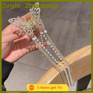 Aryio New Rhinestone Butterfly Tassel Hairpin Korean Simple Side Clip Liu Hai Clip Shark Hairpin Hair Accessories Women