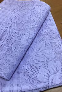 Taplak MejaTamu Persegi 100 x 150 cm Bahan Kain Polyester Corak Bunga Mahkota