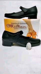 Sepatu Pantofel Wanita Heels Wedges Kantor Sekolah Kerja Paskibra Hitam Putih Polos Milton LDR Tinggi 3 cm Kekinian