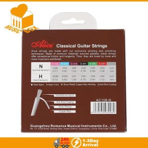 Alice AC108 Classical Guitar Strings Sliver Plated Copper Wound Clear Nylon Normal High 6 Strings