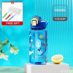 【Free Brush Gift】600ml Kids Tumbler With Straw And Handle Cartoon Animals Tumbler Water Bottle Portable Plastic Cup Leak Proof Tumbler For Kids【earphea】