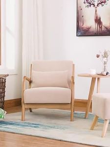 [CozyNest ]Balcony Chair Sofa Lazy Sofa Lazy Chair Chair Balcony Chair Solid Wood Fabric Backrest