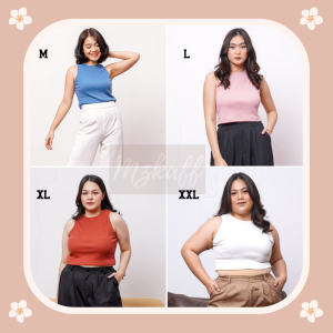 MK12 Hana Crop Tanktop Tank Top Tangtop Tengtop Crop Wanita Jumbo Big Size Atasan Wanita Tanktop Wanita Flow / Tanktop Crop Wanita Jumbo Big Size BB 90 kg