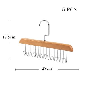 8 Hooks Solid Wood Hanger Bra Hanger Belts Rack Tie Cap Non-Slip Holder Underwear Organizer Storage
