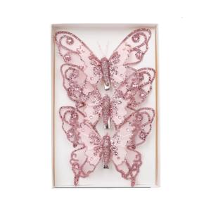 การแขวนตกแต่งต้นคริสต์มาสผีเสื้อประกายเครื่องประดับรูปผีเสื้อต้นคริสต์มาสพร้อมคลิปสำหรับเทศกาล