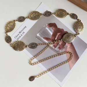 HULEQQI Body Jewelry Belt Waist Chain Silver Carving Metal Body Chain Summer Bohemian Style Women