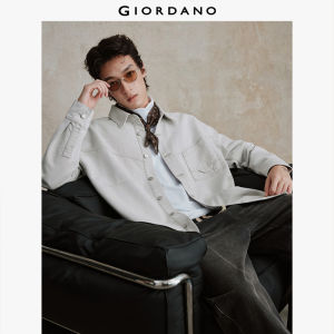 Giordano Men Seam detail pocket loose denim shacket Free Shipping 18075705