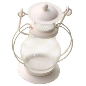 YERZ Retro Metal Candlestick with Handle Portable Hanging Lantern Cover Creative Decorative Windproof Lampshade Camping