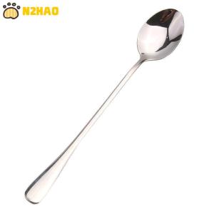 【N2HAO】 Long Handled Stainless Steel Coffee Spoon Ice Cream Dessert Tea Spoon For Picnic Kitchen Accessories Spoon Coffee Bean