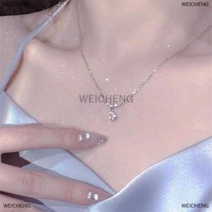 [COD] WEICHENG Fashion Water Drop Pendant Necklace Clavicle Chain Women Trendy Simple Tiny Rhinestone Jewelry Temperament Party Wedding Gift