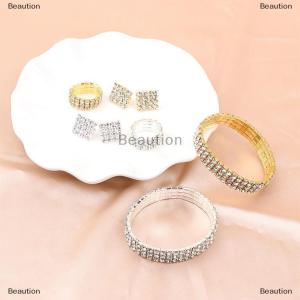 [COD] Beaution 4Pcs set Bridal Jewelry Set Necklace Bracelets Ring Earrings Set Super Gorgeous Luxury Shiny Fashion Jewelry Party Gift