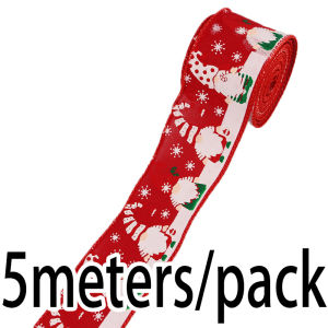 (5 meters/roll) Width 5CM Santa Claus Head Ribbon New Years Room Decoration Christmas Tree Matching Gift