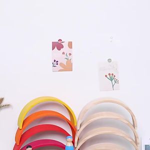 Arched Rainbow Blocks Large Wooden Toys Natural Rainbow Stacking Blocks Creative Toy Montessori Educational Toys For Kids Baby