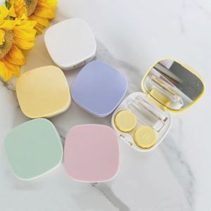 Macaroon Lens Case Travel Ins Style Transparent Colorful Contact Lens Case with Mirror and Cleaning Kit